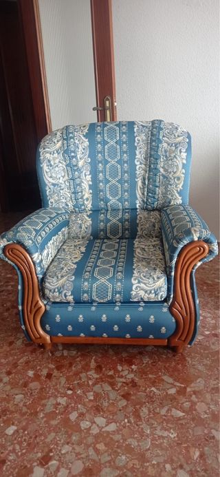 Butaca clásica azul y marrón