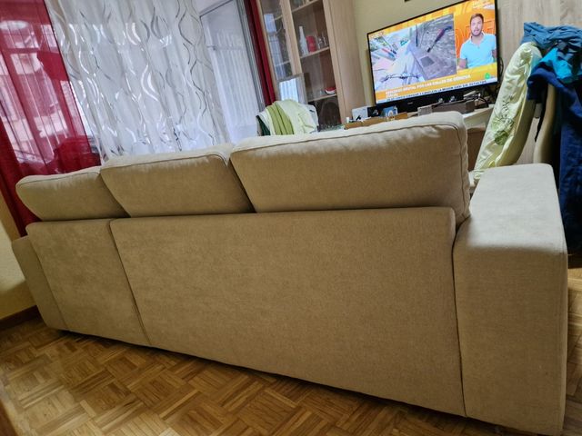 Sofá chaise longue 3 plazas beige