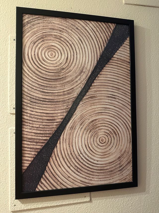 2 Cuadros decorativos círculos beige-negro. 40x60