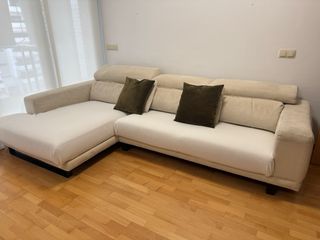 Sofá chaise longue 4 plazas beige