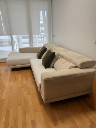 Sofá chaise longue 4 plazas beige