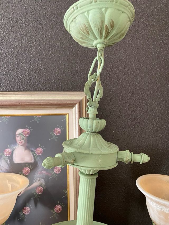 Lámpara vintage techo metal y alabastro