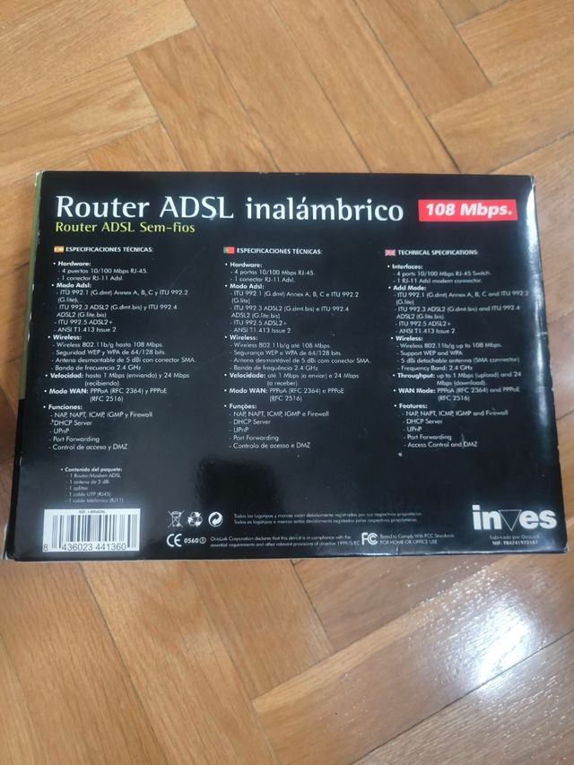 Router ADSL inalámbrico Inves 108 Mbps