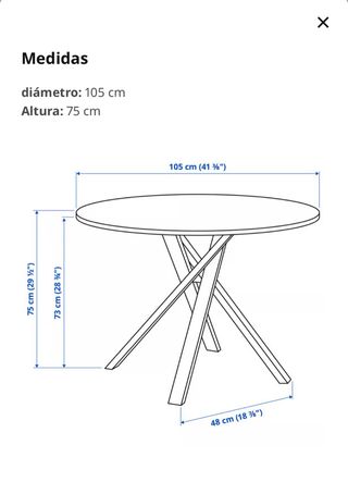 Mesa redonda blanco-roble 105cm