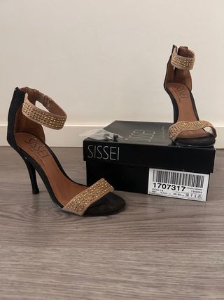 Sandalias Sissei tacón 38 beige-negras