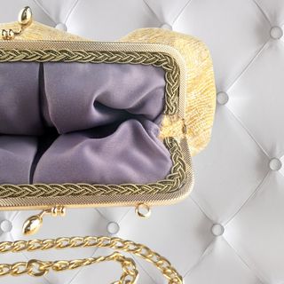 Bolso Sofia Dorado Elegante Retro Cierre Kiss-Lock