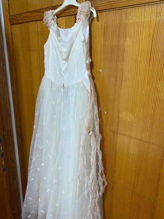Vestido comunión niña beig/rosa L