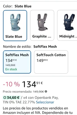 Ergobaby Adapt Portabebés - Azul