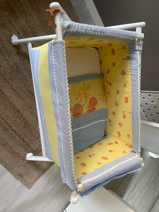 Minicuna madera blanca plegable