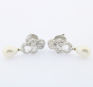 Pendientes oro blanco brillantes perla