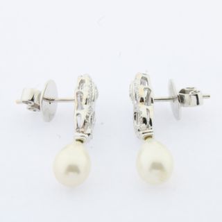 Pendientes oro blanco brillantes perla