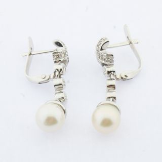 Pendientes oro blanco brillantes perla