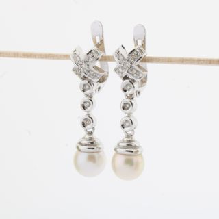 Pendientes oro blanco brillantes perla