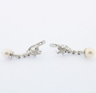 Pendientes oro blanco brillantes perla