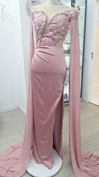 Vestido largo rosa fiesta