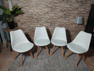 4 Sillas Comedor Blancas - Madera