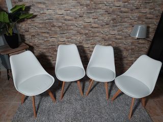 4 Sillas Comedor Blancas - Madera