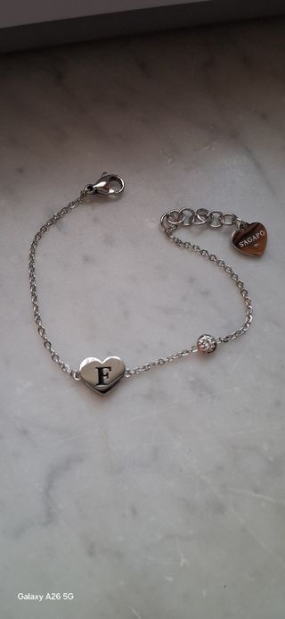 Bracciale S'Agapo' cuore lettera F