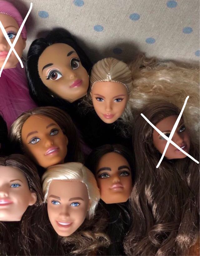 Lote Cabezas Muñecas Barbie y Disney
