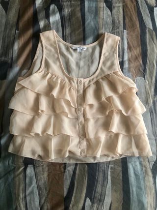 Top rosa cipria con volant