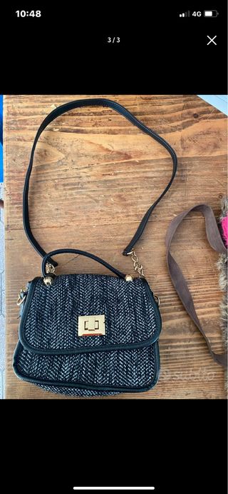 Mini borsa a tracolla nera e grigia