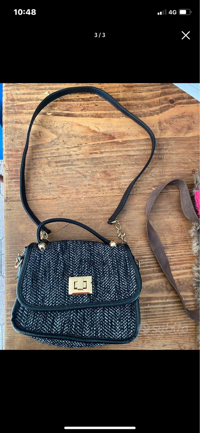 Mini borsa a tracolla nera e grigia