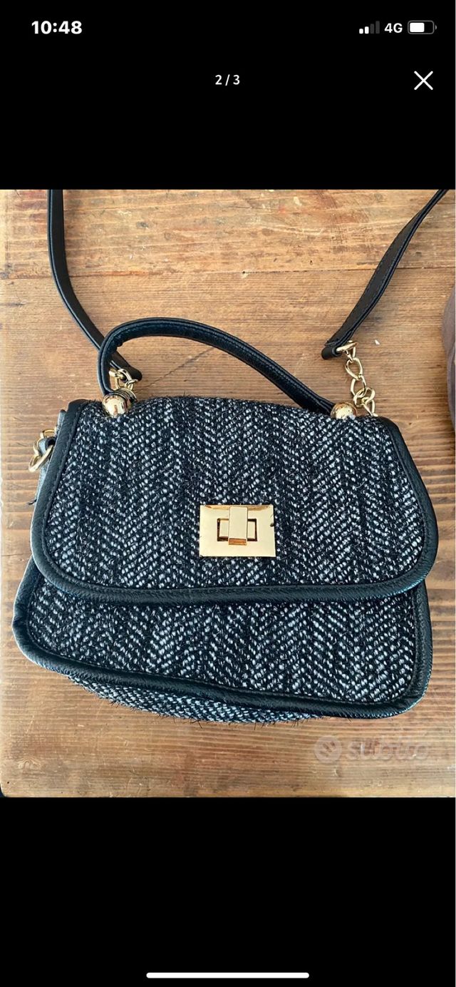 Mini borsa a tracolla nera e grigia