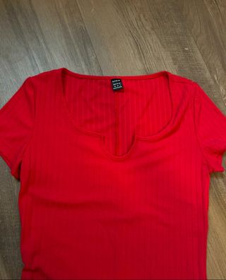 Mono corto rojo de punto elástico