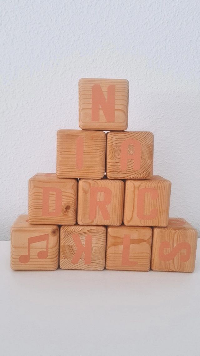 Bloques madera bebé - pintados a mano