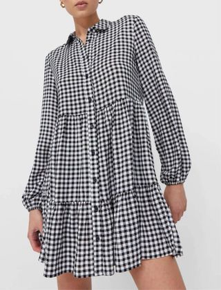 Vestido Stradivarius vichy blanco-negro