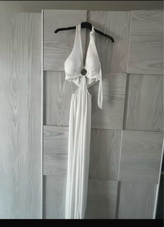 Tuta lunga bianca scollo a halter