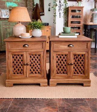 Mesitas noche vintage de teca