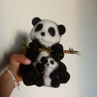 Statuetta Mamma Panda con Cucciolo