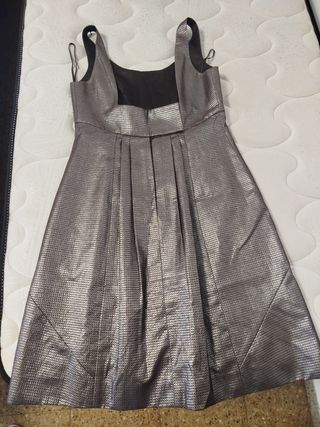 Vestido fiesta plateado mujer Midi

