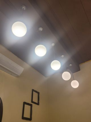  Lampade a sospensione in vetro opalino bianco
