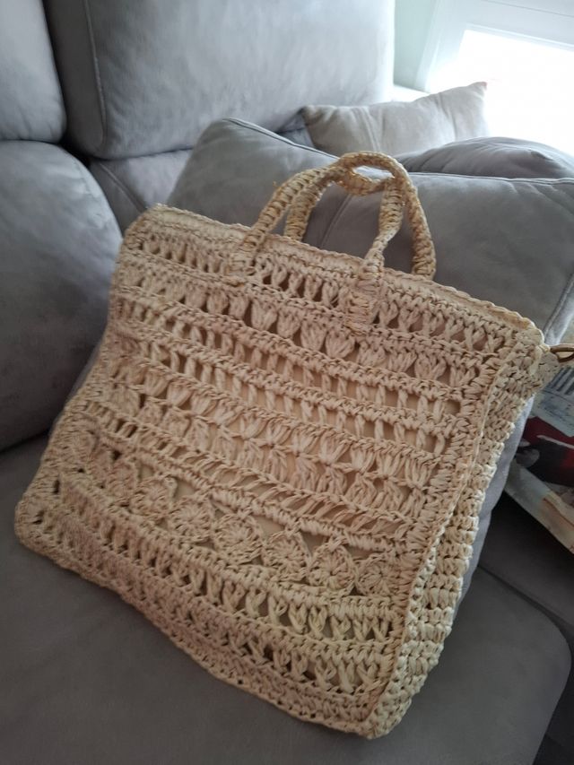 Bolso rafia beige - shopper