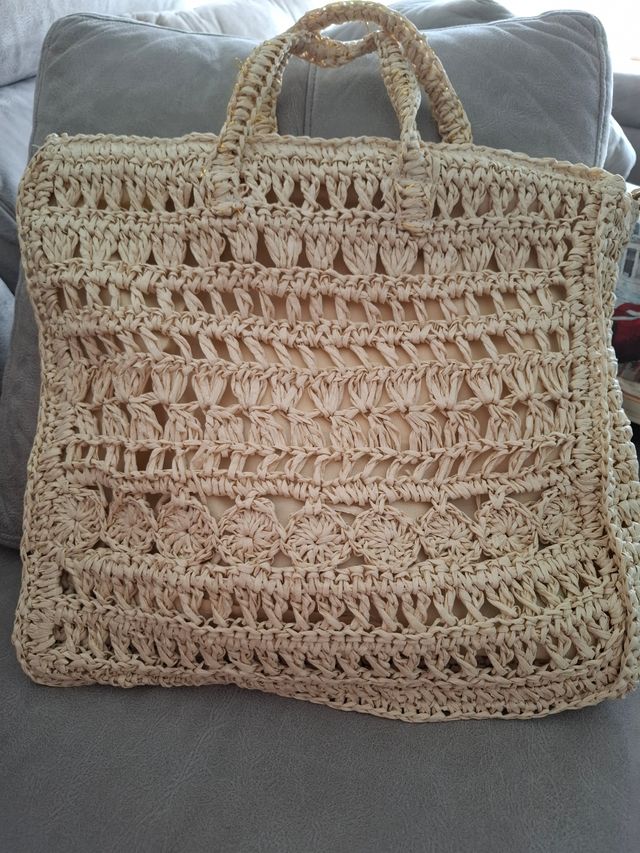 Bolso rafia beige - shopper