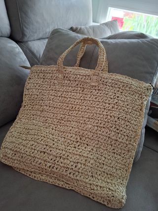 Bolso rafia beige - shopper