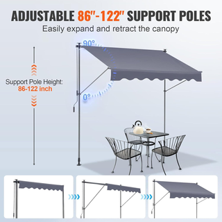 Tenda da Sole Retrattile 3x1,2 m, Tenda Manuale pe