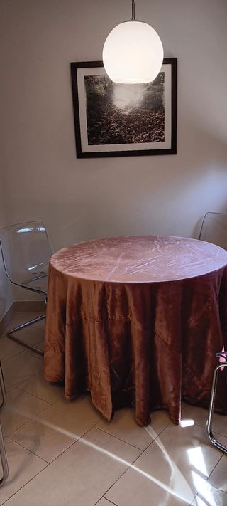 Falda mesa camilla pana fina rosa palo mesa 105cm