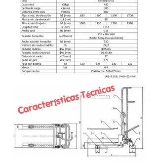 Apilador semielectrico con bandeja de trabajo