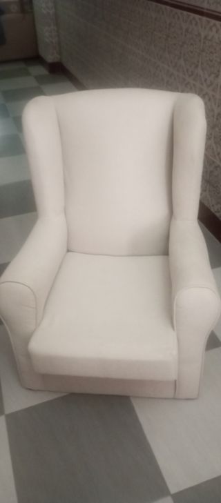 Sofá orejero beige - tela