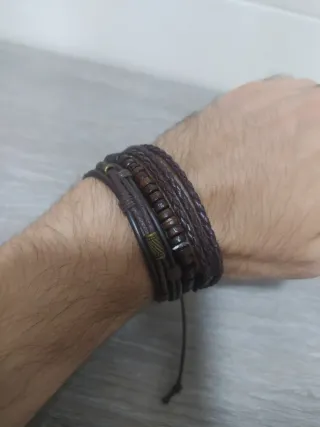 3 pulseras marrones unisex