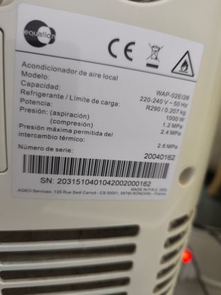 Aire acondicionado equation WAP-02E126