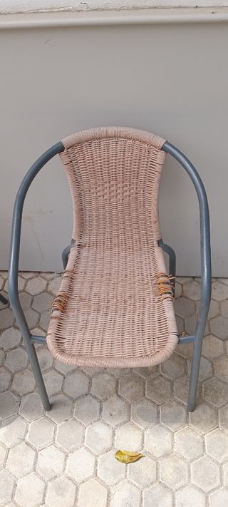 4 Sillas mimbre gris beige