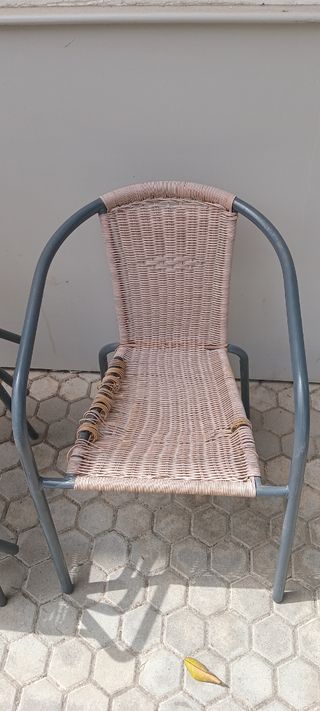 4 Sillas mimbre gris beige