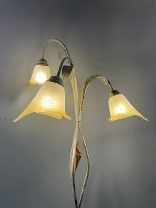 Lampada da terra avorio metallo/vetro
