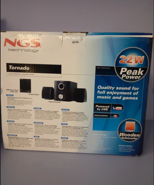 Caixa Som 2.1 NGS Tornado - 22W