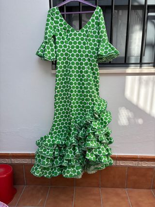 Traje Flamenca lunares verde - Talla 36