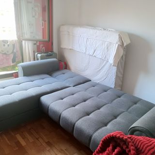 Sofá chaise longue gris - tela